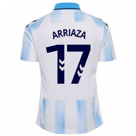Kandiny Enfant Maillot Pablo Arriaza #17 Blanc Bleu Tenues Domicile 2023/24 T-Shirt