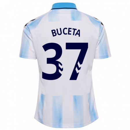 Kandiny Enfant Maillot Ana Buceta #37 Blanc Bleu Tenues Domicile 2023/24 T-Shirt