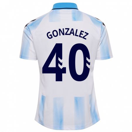Kandiny Enfant Maillot Carol González #40 Blanc Bleu Tenues Domicile 2023/24 T-Shirt