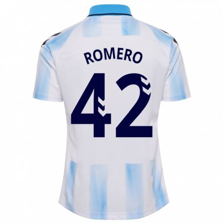 Kandiny Enfant Maillot Andrea Romero #42 Blanc Bleu Tenues Domicile 2023/24 T-Shirt