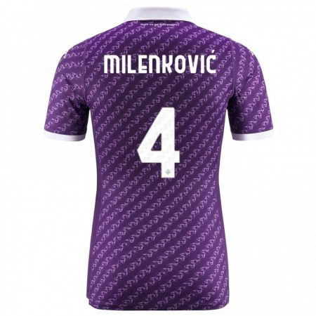 Kandiny Enfant Maillot Nikola Milenković #4 Violet Tenues Domicile 2023/24 T-Shirt