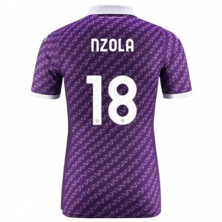 Kandiny Enfant Maillot M'bala Nzola #18 Violet Tenues Domicile 2023/24 T-Shirt