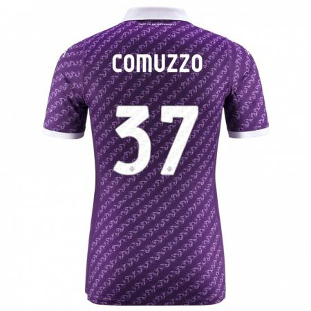 Kandiny Enfant Maillot Pietro Comuzzo #37 Violet Tenues Domicile 2023/24 T-Shirt