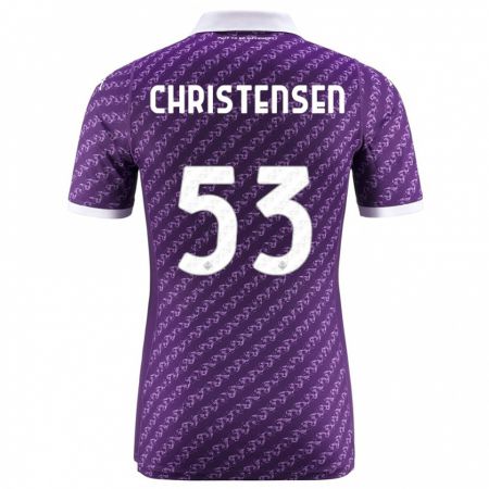 Kandiny Enfant Maillot Oliver Christensen #53 Violet Tenues Domicile 2023/24 T-Shirt