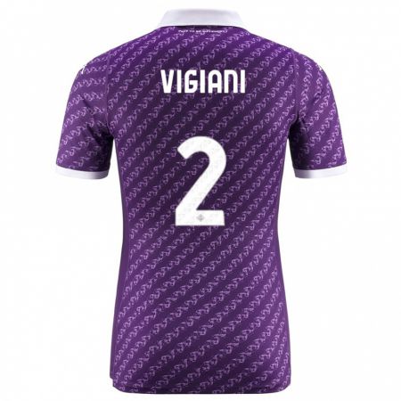 Kandiny Enfant Maillot Lorenzo Vigiani #2 Violet Tenues Domicile 2023/24 T-Shirt
