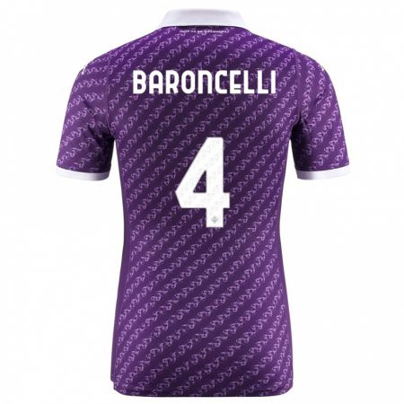 Kandiny Enfant Maillot Leonardo Baroncelli #4 Violet Tenues Domicile 2023/24 T-Shirt