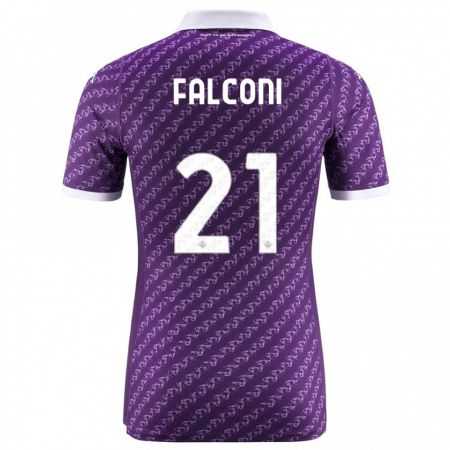 Kandiny Enfant Maillot Niccolò Falconi #21 Violet Tenues Domicile 2023/24 T-Shirt