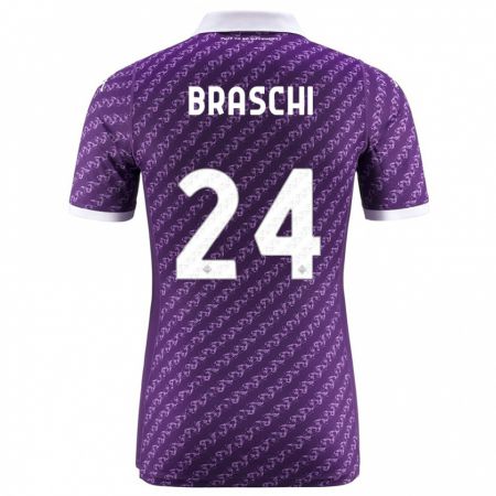 Kandiny Enfant Maillot Riccardo Braschi #24 Violet Tenues Domicile 2023/24 T-Shirt