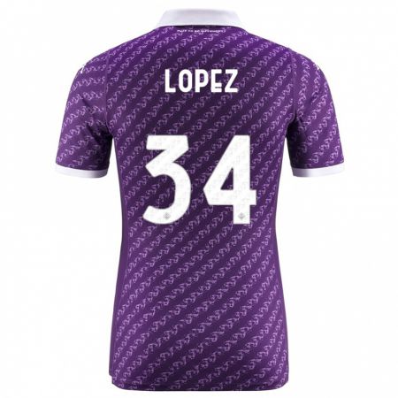 Kandiny Enfant Maillot Lucas López #34 Violet Tenues Domicile 2023/24 T-Shirt