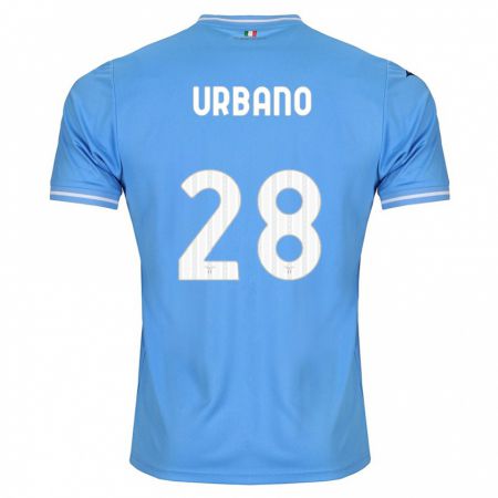 Kandiny Enfant Maillot Nicolò Urbano #28 Bleu Tenues Domicile 2023/24 T-Shirt