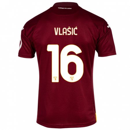 Kandiny Enfant Maillot Nikola Vlašić #16 Rouge Foncé Tenues Domicile 2023/24 T-Shirt