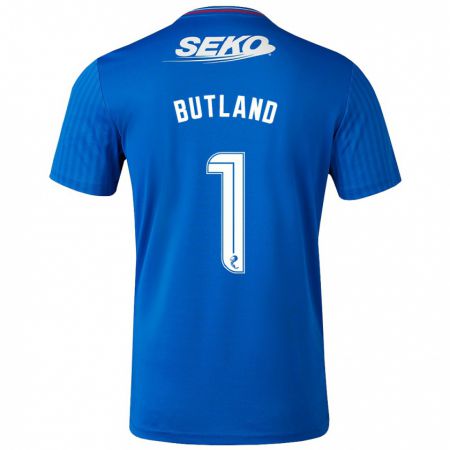 Kandiny Enfant Maillot Jack Butland #1 Bleu Tenues Domicile 2023/24 T-Shirt