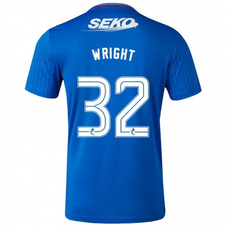 Kandiny Enfant Maillot Kieran Wright #32 Bleu Tenues Domicile 2023/24 T-Shirt