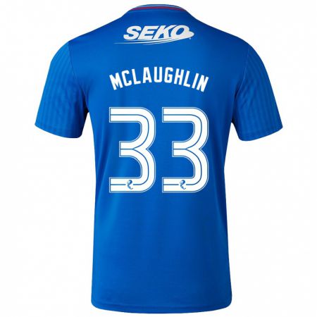 Kandiny Enfant Maillot Jon Mclaughlin #33 Bleu Tenues Domicile 2023/24 T-Shirt