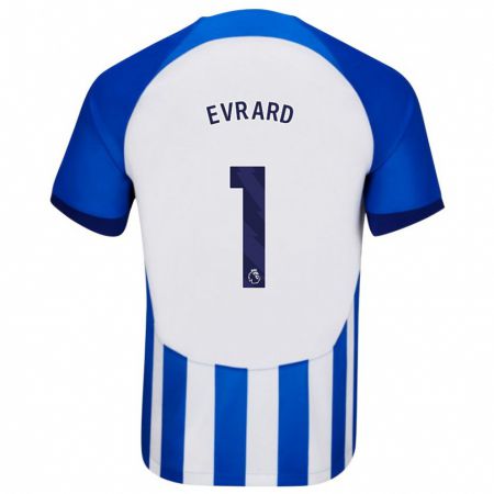Kandiny Enfant Maillot Nicky Evrard #1 Bleu Tenues Domicile 2023/24 T-Shirt