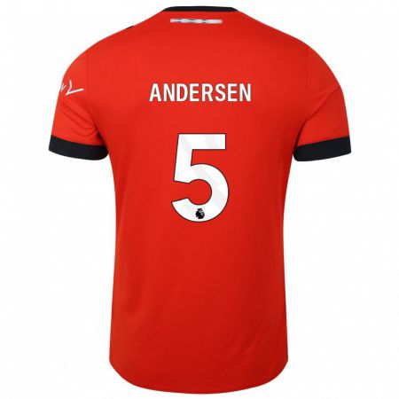 Kandiny Enfant Maillot Mads Andersen #5 Rouge Tenues Domicile 2023/24 T-Shirt