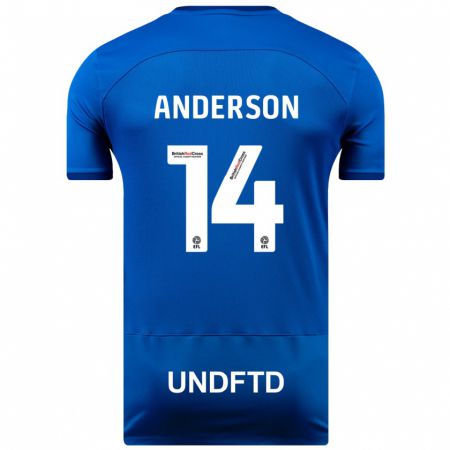 Kandiny Enfant Maillot Keshi Anderson #14 Bleu Tenues Domicile 2023/24 T-Shirt
