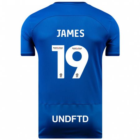 Kandiny Enfant Maillot Jordan James #19 Bleu Tenues Domicile 2023/24 T-Shirt