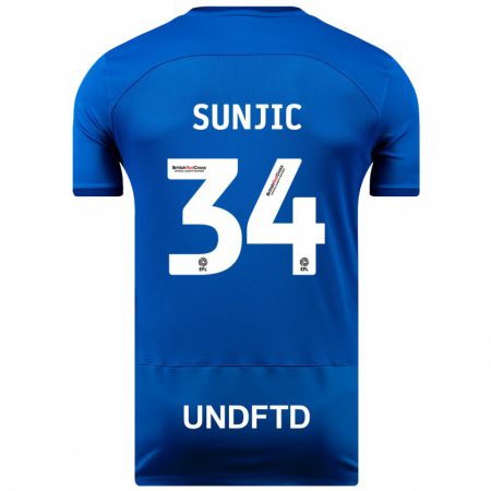 Kandiny Enfant Maillot Ivan Sunjic #34 Bleu Tenues Domicile 2023/24 T-Shirt