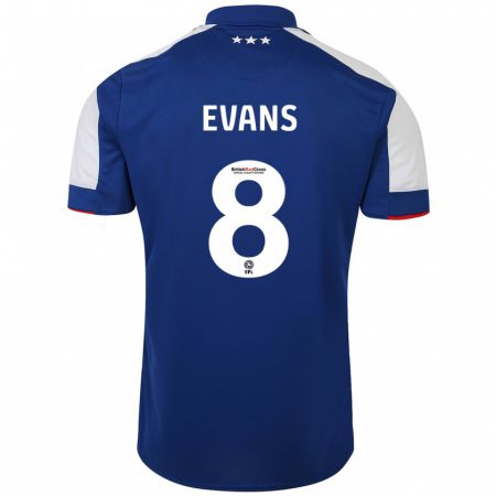Kandiny Enfant Maillot Lee Evans #8 Bleu Tenues Domicile 2023/24 T-Shirt