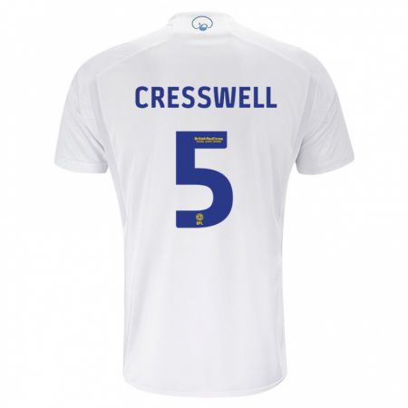 Kandiny Enfant Maillot Charlie Cresswell #5 Blanc Tenues Domicile 2023/24 T-Shirt