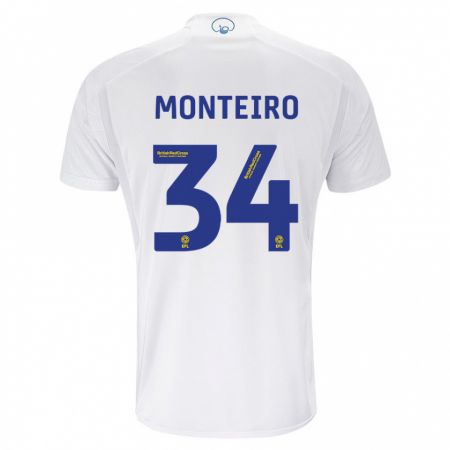 Kandiny Enfant Maillot Diogo Monteiro #34 Blanc Tenues Domicile 2023/24 T-Shirt