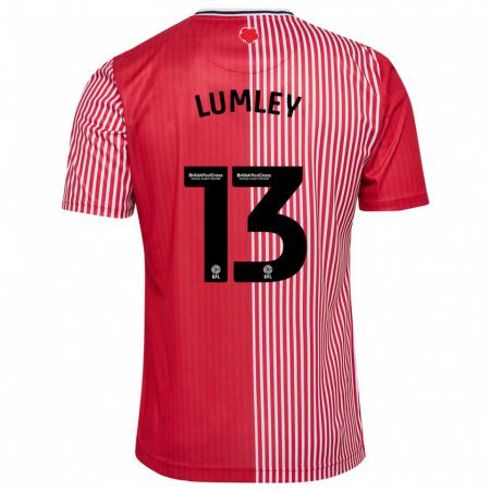 Kandiny Enfant Maillot Joe Lumley #13 Rouge Tenues Domicile 2023/24 T-Shirt