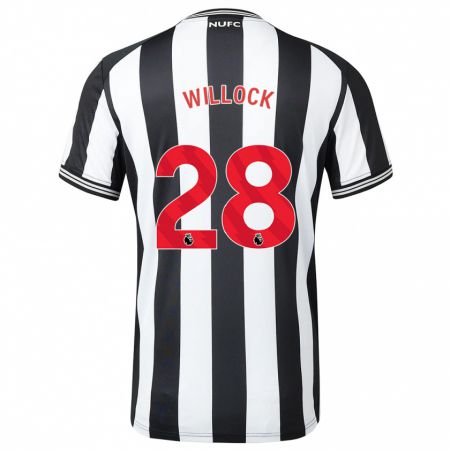 Kandiny Enfant Maillot Joe Willock #28 Noir Blanc Tenues Domicile 2023/24 T-Shirt