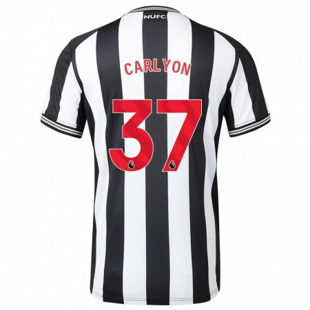 Kandiny Enfant Maillot Nathan Carlyon #37 Noir Blanc Tenues Domicile 2023/24 T-Shirt