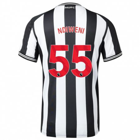 Kandiny Enfant Maillot Michael Ndiweni #55 Noir Blanc Tenues Domicile 2023/24 T-Shirt
