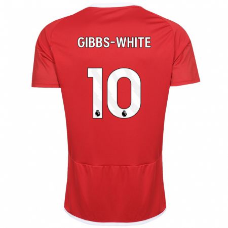 Kandiny Enfant Maillot Morgan Gibbs-White #10 Rouge Tenues Domicile 2023/24 T-Shirt