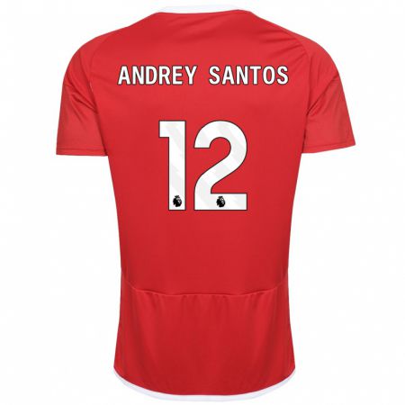 Kandiny Enfant Maillot Andrey Santos #12 Rouge Tenues Domicile 2023/24 T-Shirt