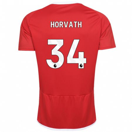 Kandiny Enfant Maillot Ethan Horvath #34 Rouge Tenues Domicile 2023/24 T-Shirt