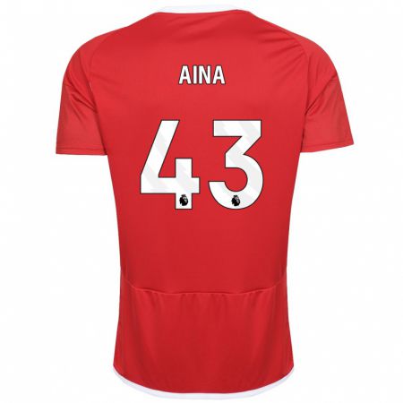 Kandiny Enfant Maillot Ola Aina #43 Rouge Tenues Domicile 2023/24 T-Shirt