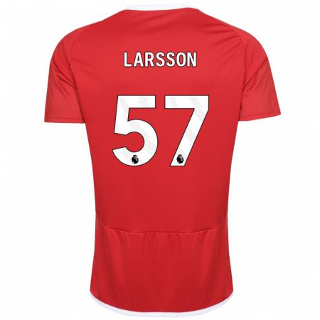 Kandiny Enfant Maillot Julian Larsson #57 Rouge Tenues Domicile 2023/24 T-Shirt