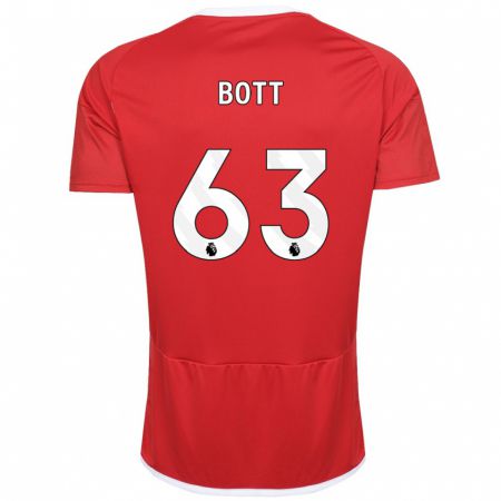 Kandiny Enfant Maillot Aaron Bott #63 Rouge Tenues Domicile 2023/24 T-Shirt