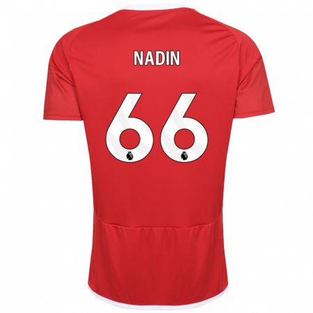 Kandiny Enfant Maillot Jack Nadin #66 Rouge Tenues Domicile 2023/24 T-Shirt
