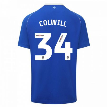 Kandiny Enfant Maillot Joel Colwill #34 Bleu Tenues Domicile 2023/24 T-Shirt