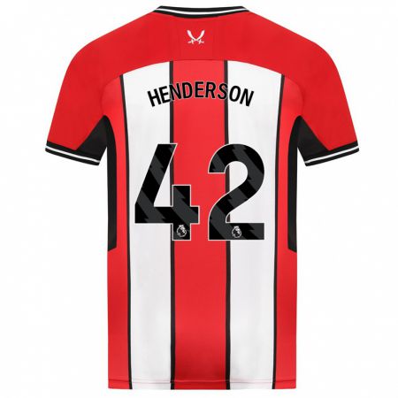 Kandiny Enfant Maillot Peyton Henderson #42 Rouge Tenues Domicile 2023/24 T-Shirt