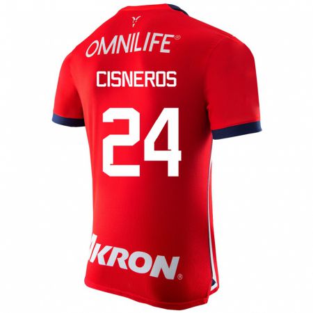 Kandiny Enfant Maillot Carlos Cisneros #24 Rouge Tenues Domicile 2023/24 T-Shirt