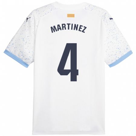 Kandiny Enfant Maillot Arnau Martínez #4 Blanc Tenues Extérieur 2023/24 T-Shirt