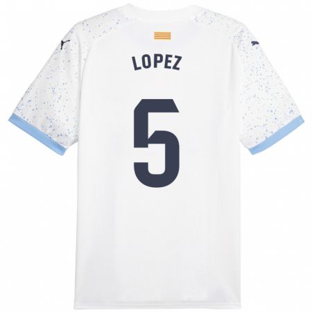 Kandiny Enfant Maillot David López #5 Blanc Tenues Extérieur 2023/24 T-Shirt