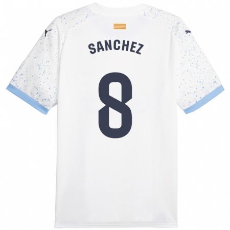 Kandiny Enfant Maillot Miguel Ángel Sánchez #8 Blanc Tenues Extérieur 2023/24 T-Shirt