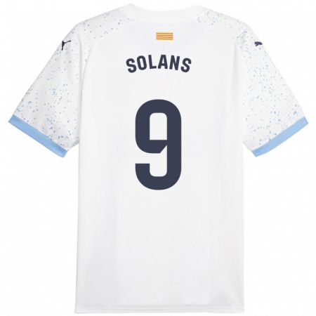 Kandiny Enfant Maillot Sergi Solans #9 Blanc Tenues Extérieur 2023/24 T-Shirt
