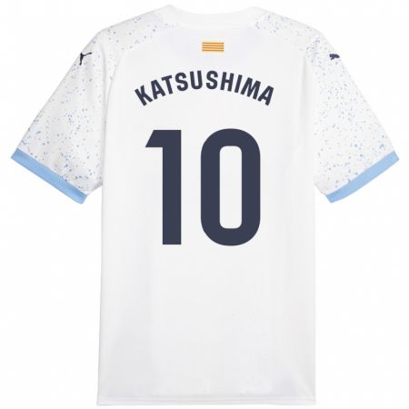 Kandiny Enfant Maillot Shinnosuke Katsushima #10 Blanc Tenues Extérieur 2023/24 T-Shirt