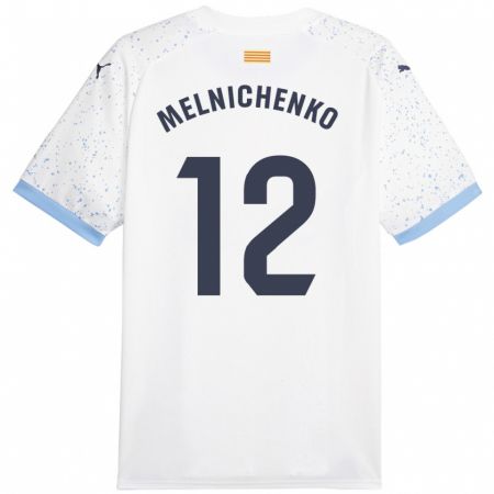 Kandiny Enfant Maillot Dmytro Melnichenko #12 Blanc Tenues Extérieur 2023/24 T-Shirt
