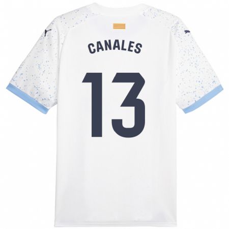Kandiny Enfant Maillot Juanvi Canales #13 Blanc Tenues Extérieur 2023/24 T-Shirt