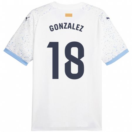 Kandiny Enfant Maillot Gerard González #18 Blanc Tenues Extérieur 2023/24 T-Shirt