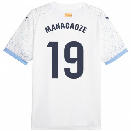 Kandiny Enfant Maillot Luka Managadze #19 Blanc Tenues Extérieur 2023/24 T-Shirt