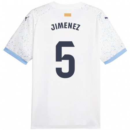 Kandiny Enfant Maillot Ángela Jiménez #5 Blanc Tenues Extérieur 2023/24 T-Shirt